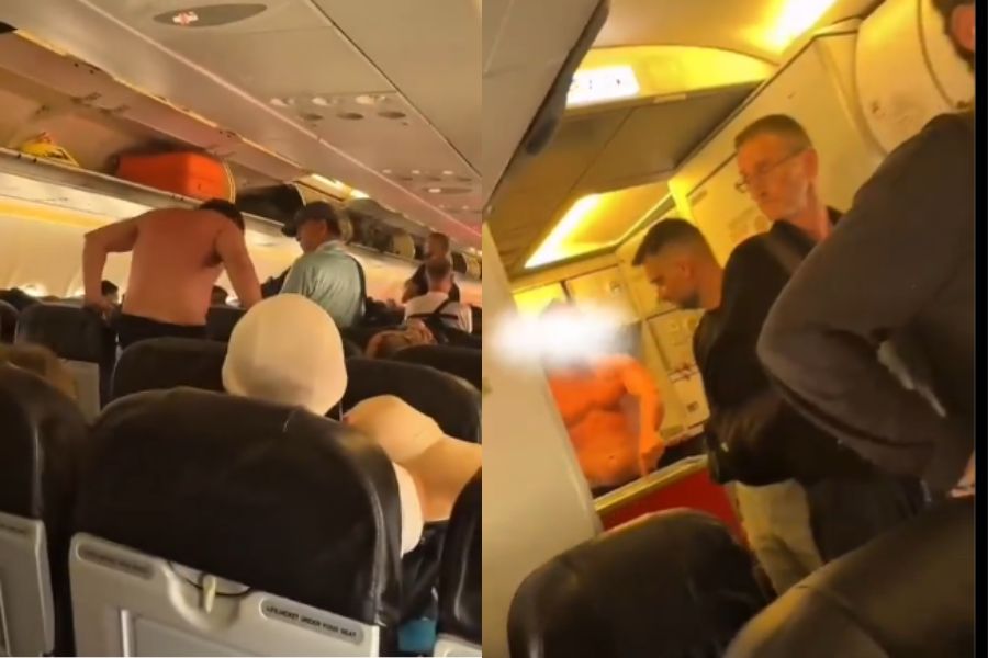 Russian man strips off his clothes and screams on a flying plane Video goes viral